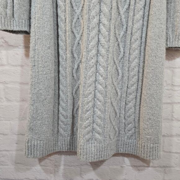Y Talbots Cableknit Sweater Dress Size M Grey Silver Metallic Shimmer Cowl Neck - Picture 8 of 11